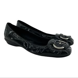 Cole Haan (7.5) Nike Air Black Faux Leather Buckle Front Flats Shoes